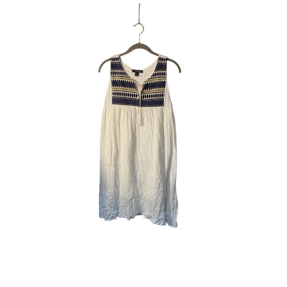 5th & love women’s white guaze embroidered BoHo dress M